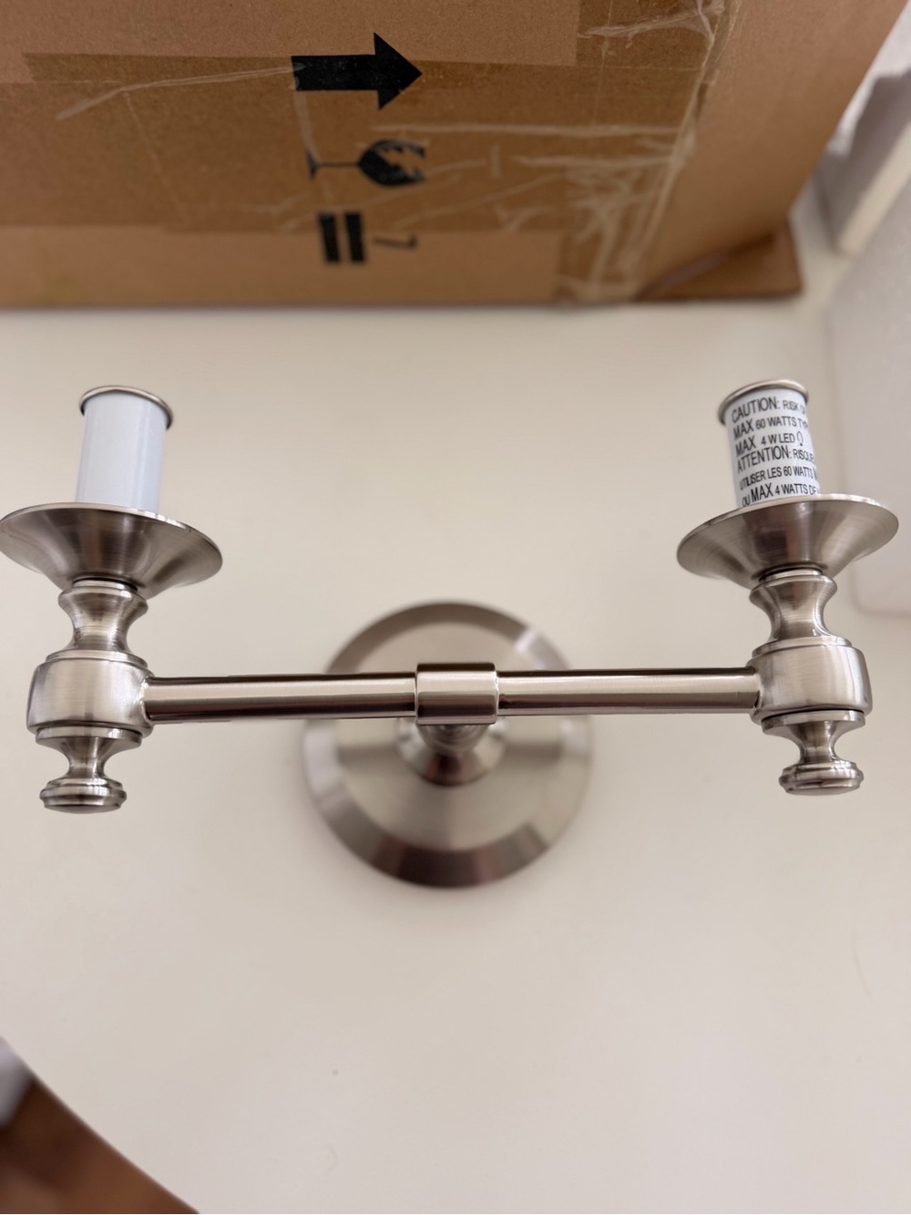 NIB Restoration Hardware Lugarno Two-Arm Satin Nickel Double Sconce Light NEW RH